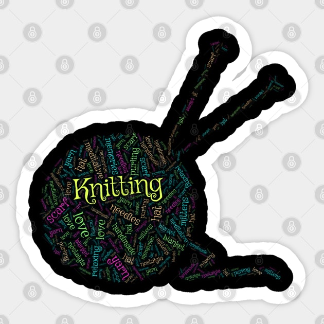 Knitting Wordcloud for Darker Backgrounds Sticker by WYL - Words You Love